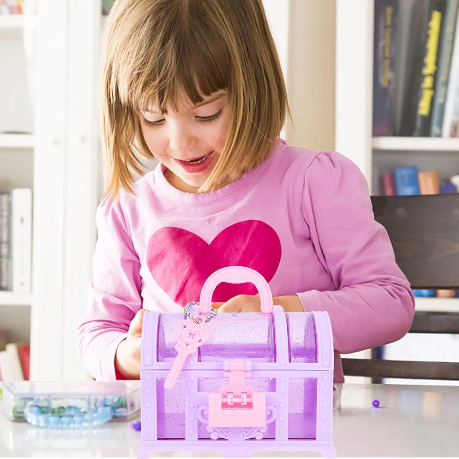Childrens Jewelry Box 2Pcs Jewelry little girl treasure box pretend treasure box baby girl treasure chest Box Toy Princess Jewelry Organizer