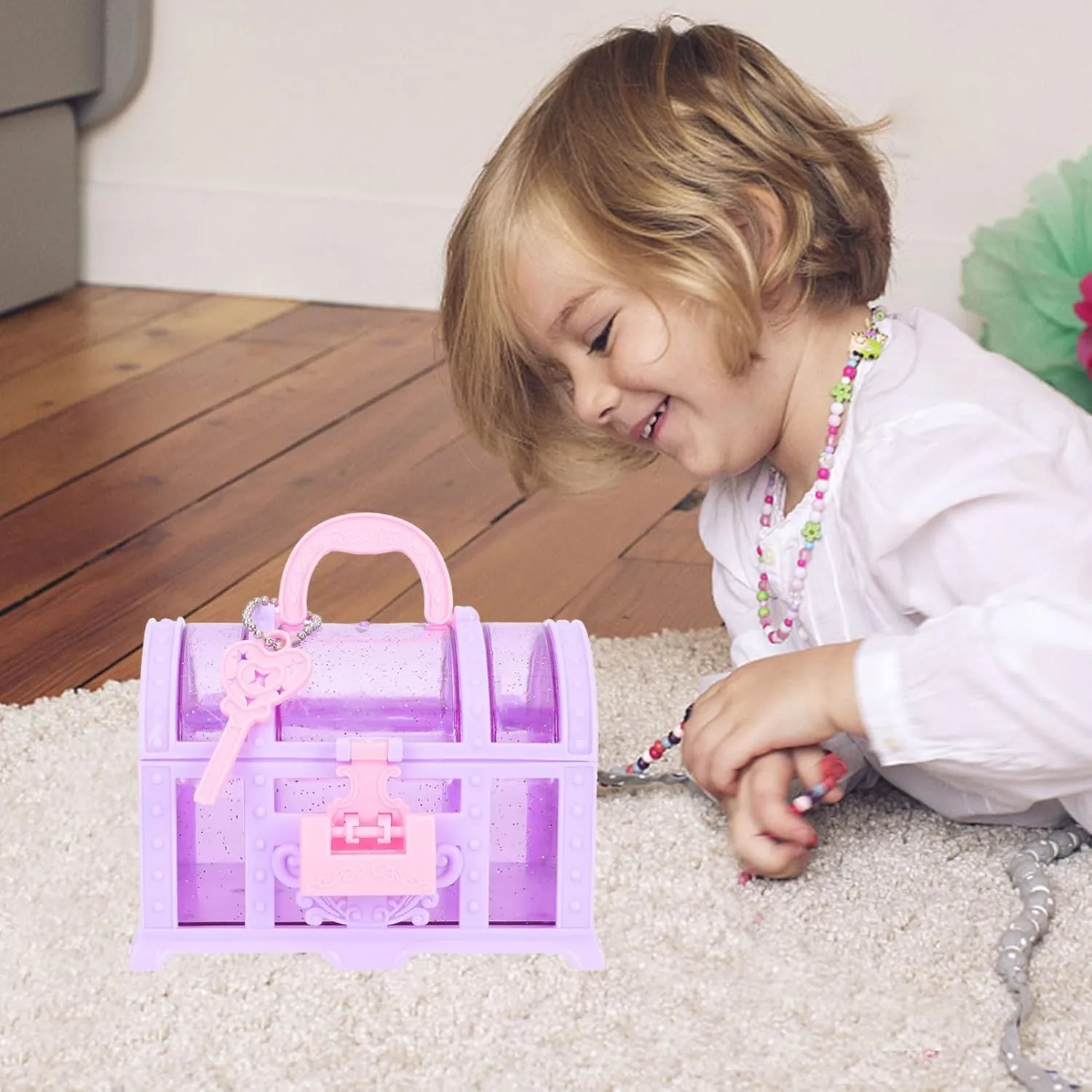 Childrens Jewelry Box 2Pcs Jewelry little girl treasure box pretend treasure box baby girl treasure chest Box Toy Princess Jewelry Organizer