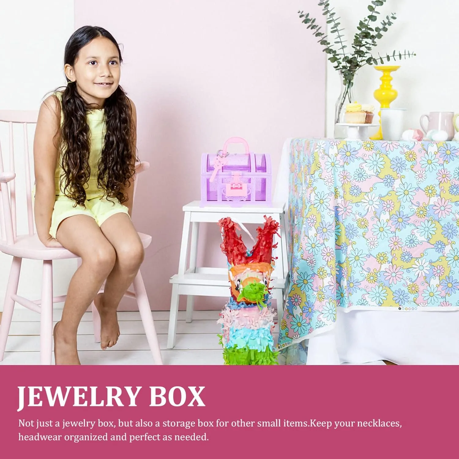 Childrens Jewelry Box 2Pcs Jewelry little girl treasure box pretend treasure box baby girl treasure chest Box Toy Princess Jewelry Organizer