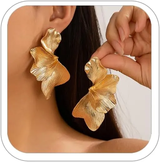 Chunky Gold Earrings for Women Gold Statement Earring Chunky Stud Earrings Irregular GoldDangle Earring Trendy Prom Jewellery Gift
