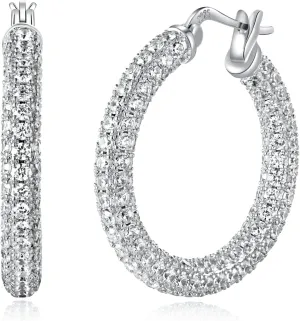 CiNily Hoop Earrings for Women Hypoallergenic, 14K Gold Plated 925 Sterling Silver Lightweight Mult-colors Crystal CZ Chunky Open Hoops Earrings Jewelry Gifts for Sensitive Ears 28mm/1.2"