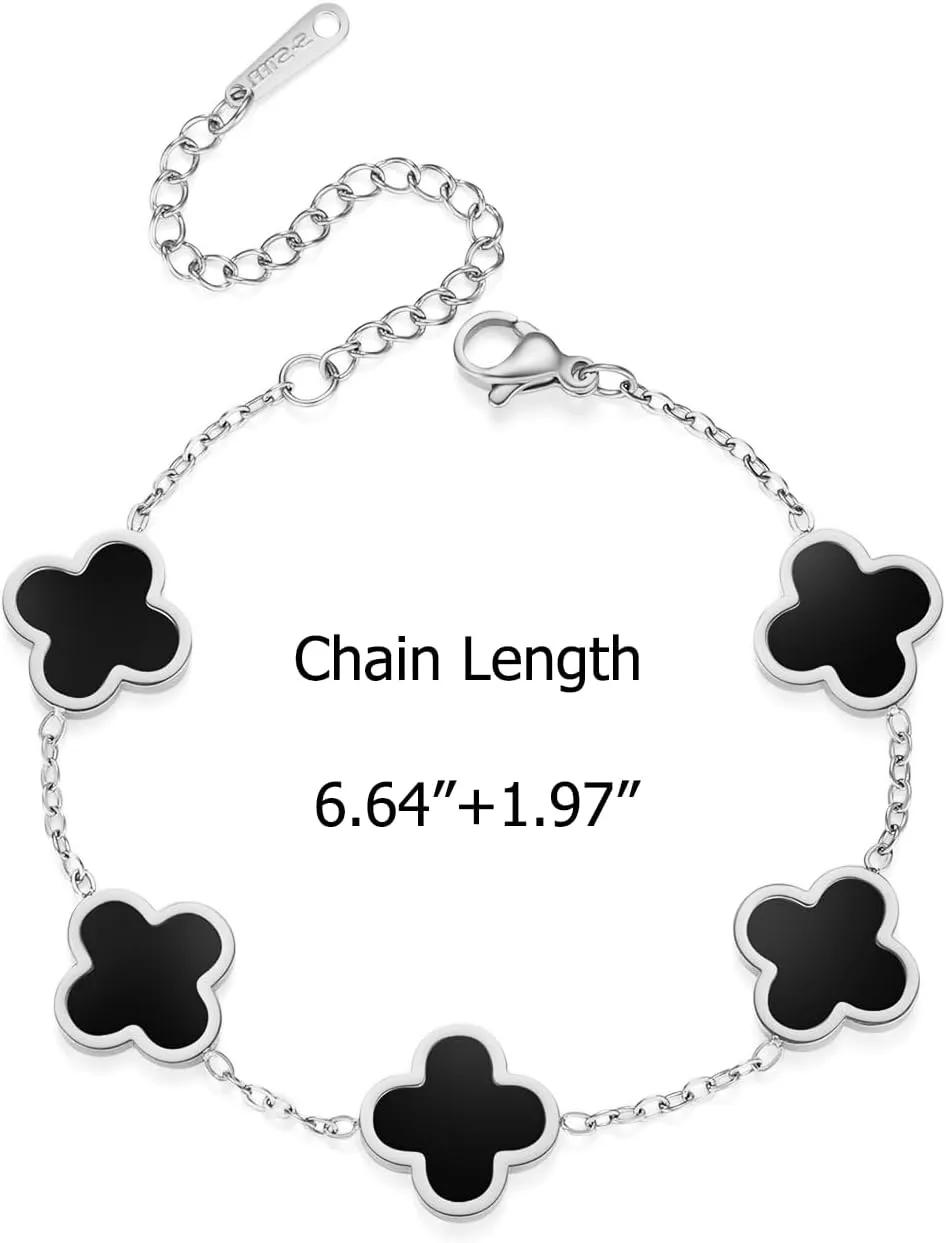 Clover Bracelets for Women 18k Gold Plated 4 Leaf Clover Bracelet Gold Silver Black White Red Cute Lucky Bracelets Jewelry Gifts Trendy for Women