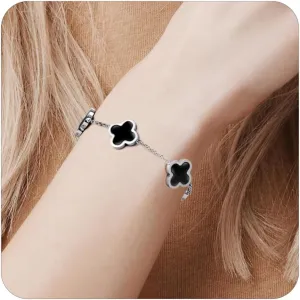 Clover Bracelets for Women 18k Gold Plated 4 Leaf Clover Bracelet Gold Silver Black White Red Cute Lucky Bracelets Jewelry Gifts Trendy for Women