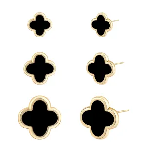 Clover Earring 3 Pair Small Clover Stud Earrings for Women Four Leaf Hypoallergenic Stainless Steel Earrings Sensitive Ears Simple Jewelry Birthday Christmas Anniversary Lucky Gifts/Black Earrings