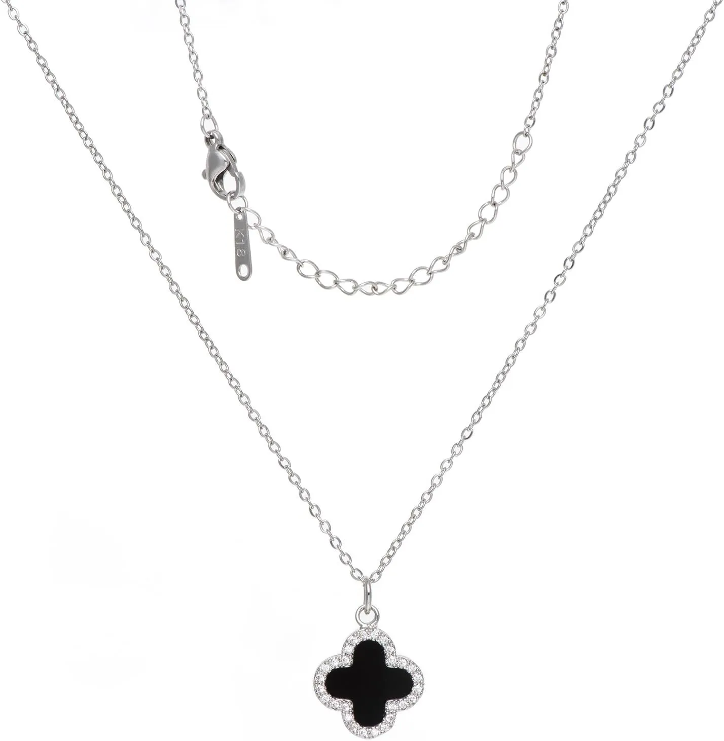 Clover Necklace For Women 14K Gold Plated/Silver Dainty Lucky Clover Pendent Necklace Trendy Four Leaf Clover Necklace Cute Simple Women's Jewelry Gift