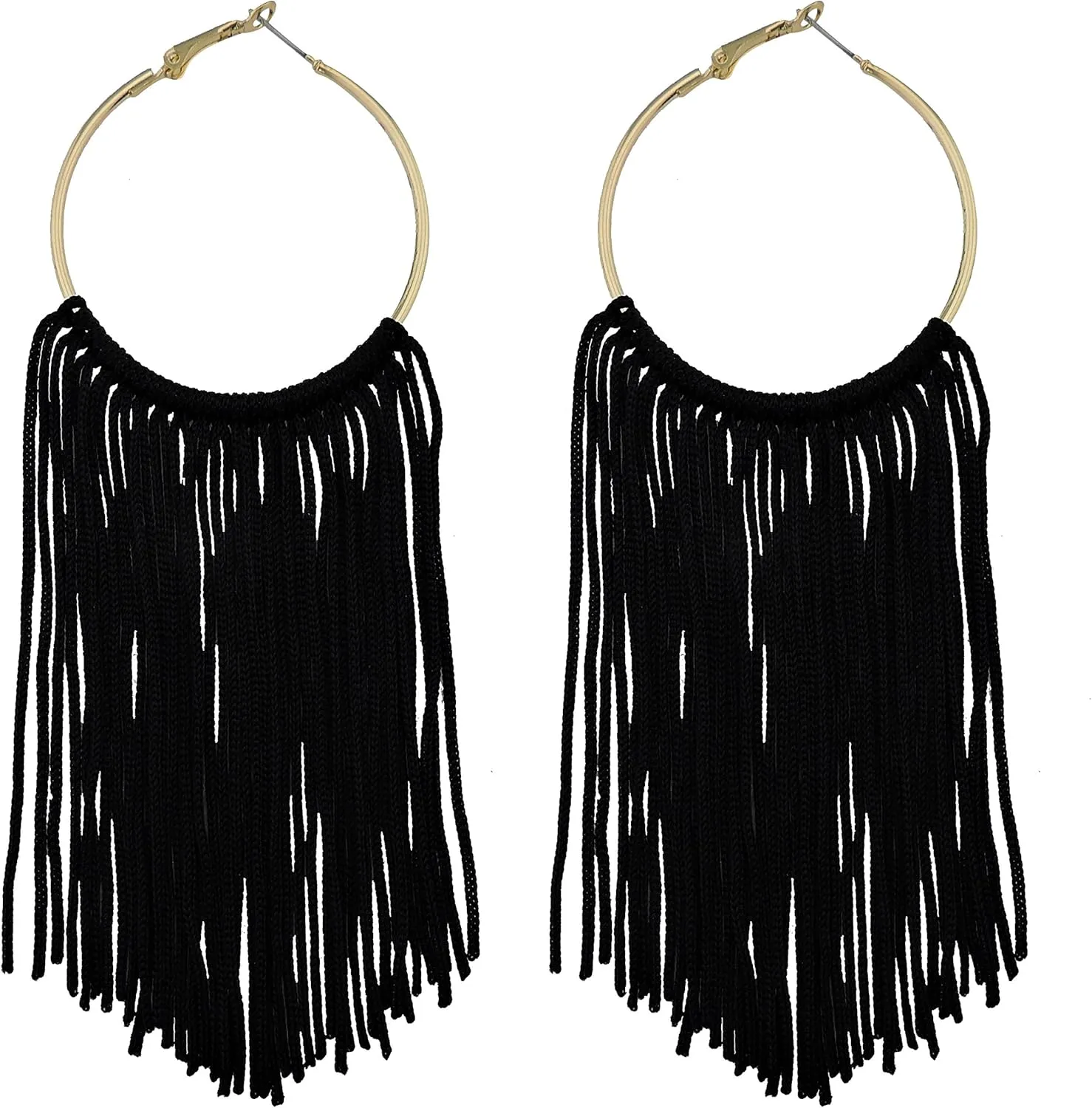 Coiris Boho Tassel Earrings for Women Bohemian Hoop Drop Tassels Western Earrings Dangle Country Earrings Summer Beach Long Tassels Earrings for Women