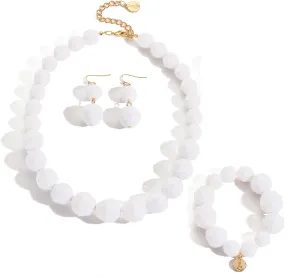 Coiris Chunky Acrylic Beads Strand Necklaces Set Statement Geometric Beads Necklace Bracelet Earrings Acrylic African Beaded Necklace for Accessory Jewelry
