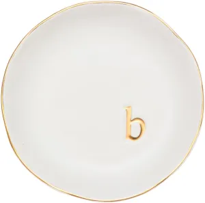 COLLECTIVE HOME - Ceramic Jewelry Tray, Decorative Trinket Dish for Rings Earrings Necklaces Bracelet Watch Keys, Birthday Mother's Day for Women, 4.75", White Surface (B)