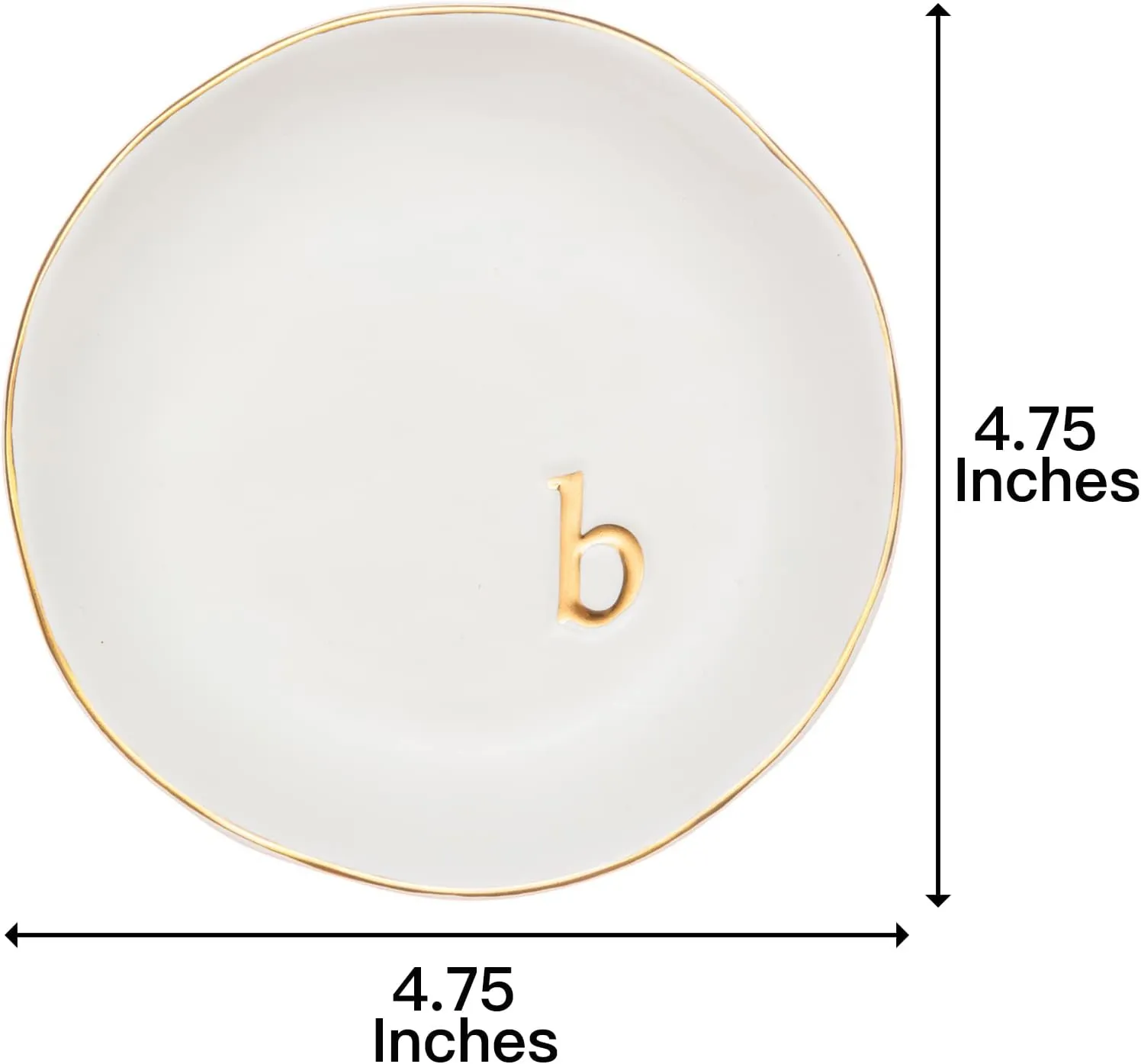 COLLECTIVE HOME - Ceramic Jewelry Tray, Decorative Trinket Dish for Rings Earrings Necklaces Bracelet Watch Keys, Birthday Mother's Day for Women, 4.75", White Surface (B)