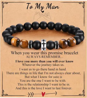 Cross Bracelet for Men Dad Father Husband Son Brother Grandson Father's Day Birthday Graduation Christian Faith Religious Bracelets First Communion Confirmation Gifts