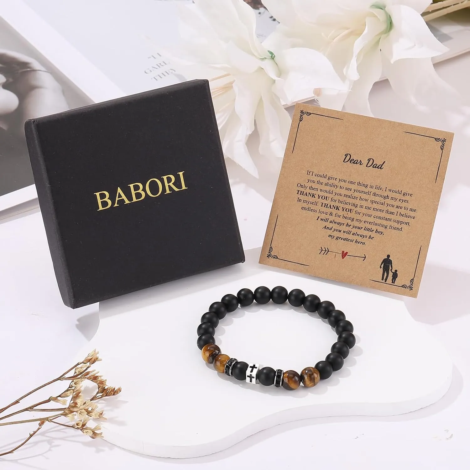 Cross Bracelet for Men Dad Father Husband Son Brother Grandson Father's Day Birthday Graduation Christian Faith Religious Bracelets First Communion Confirmation Gifts