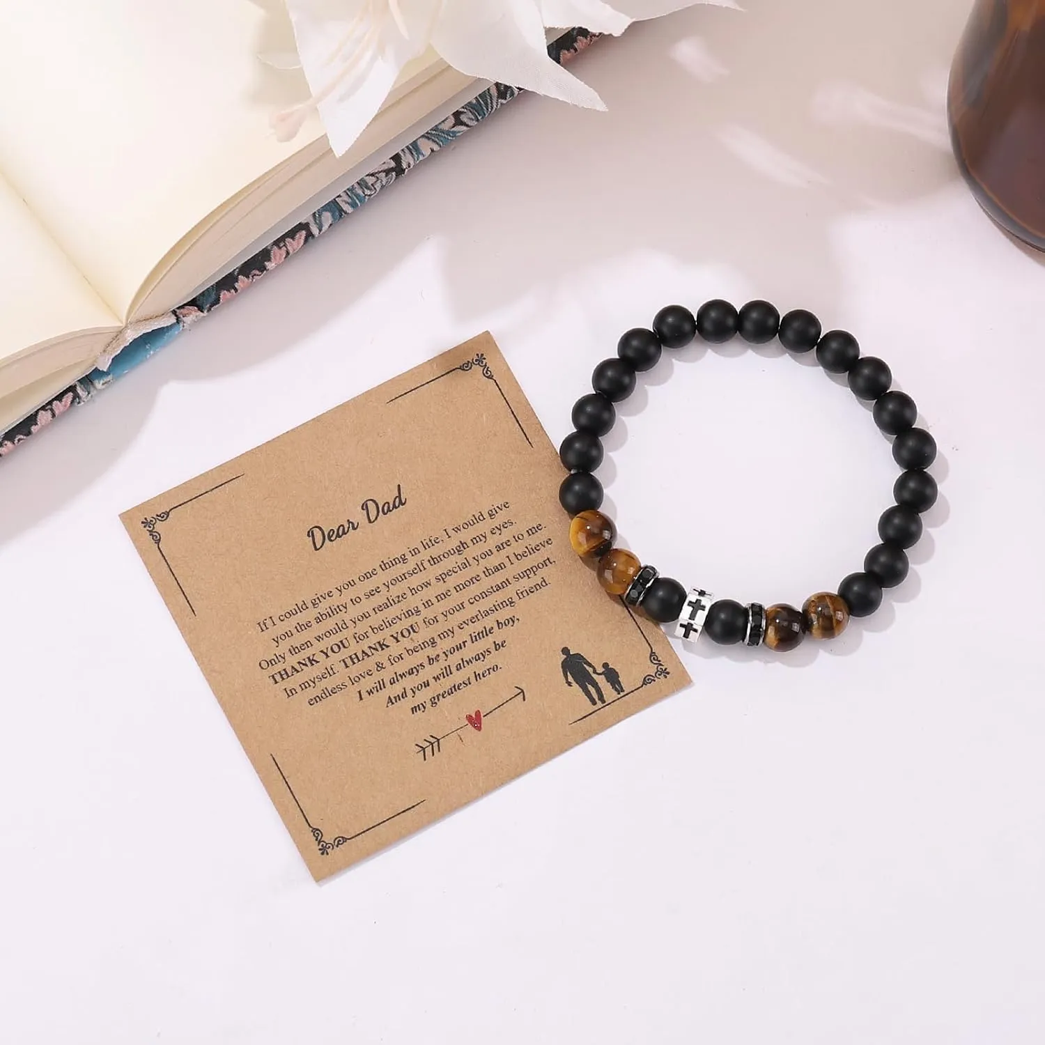 Cross Bracelet for Men Dad Father Husband Son Brother Grandson Father's Day Birthday Graduation Christian Faith Religious Bracelets First Communion Confirmation Gifts