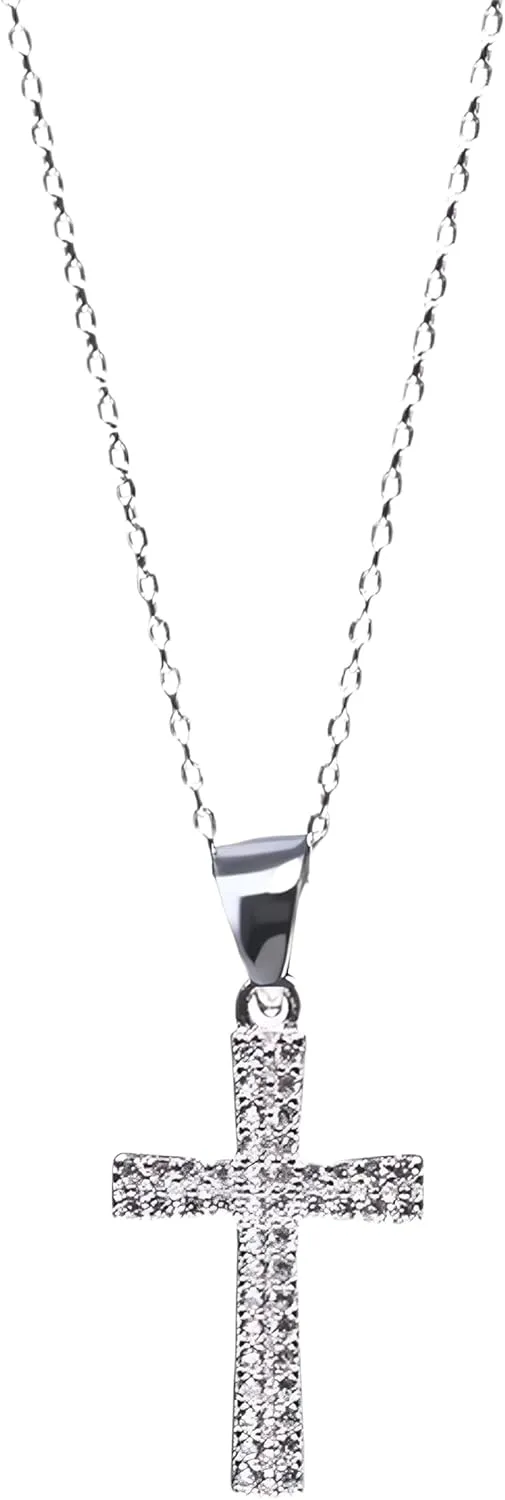 Cross Necklace for Women, 925 Sterling silver Chain Necklace Dainty Layered Silver Cross Pendant Necklace Simple Cute Necklaces for Women Silver Jewelry for Women