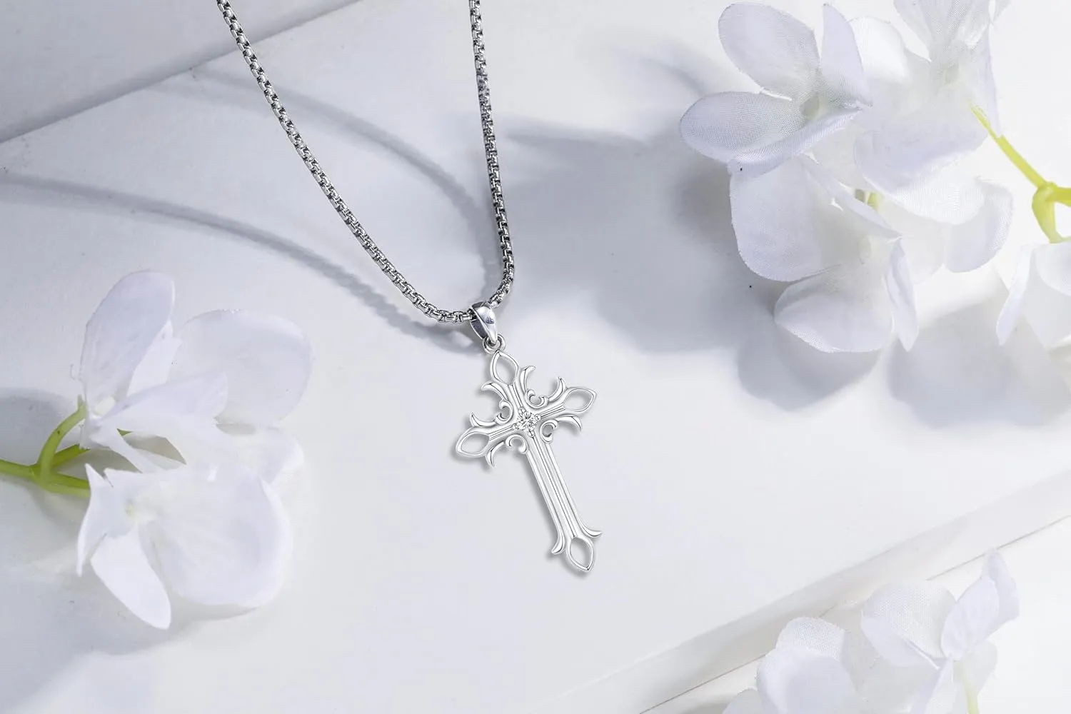 Cross Necklace for Women Men,Crucifix Necklaces 925 Sterling Silver Jesus Cross Pendant Vintage Patron Saint Medals Amulet Protection Religious Faith Trendy Dainty Jewelry Gifts