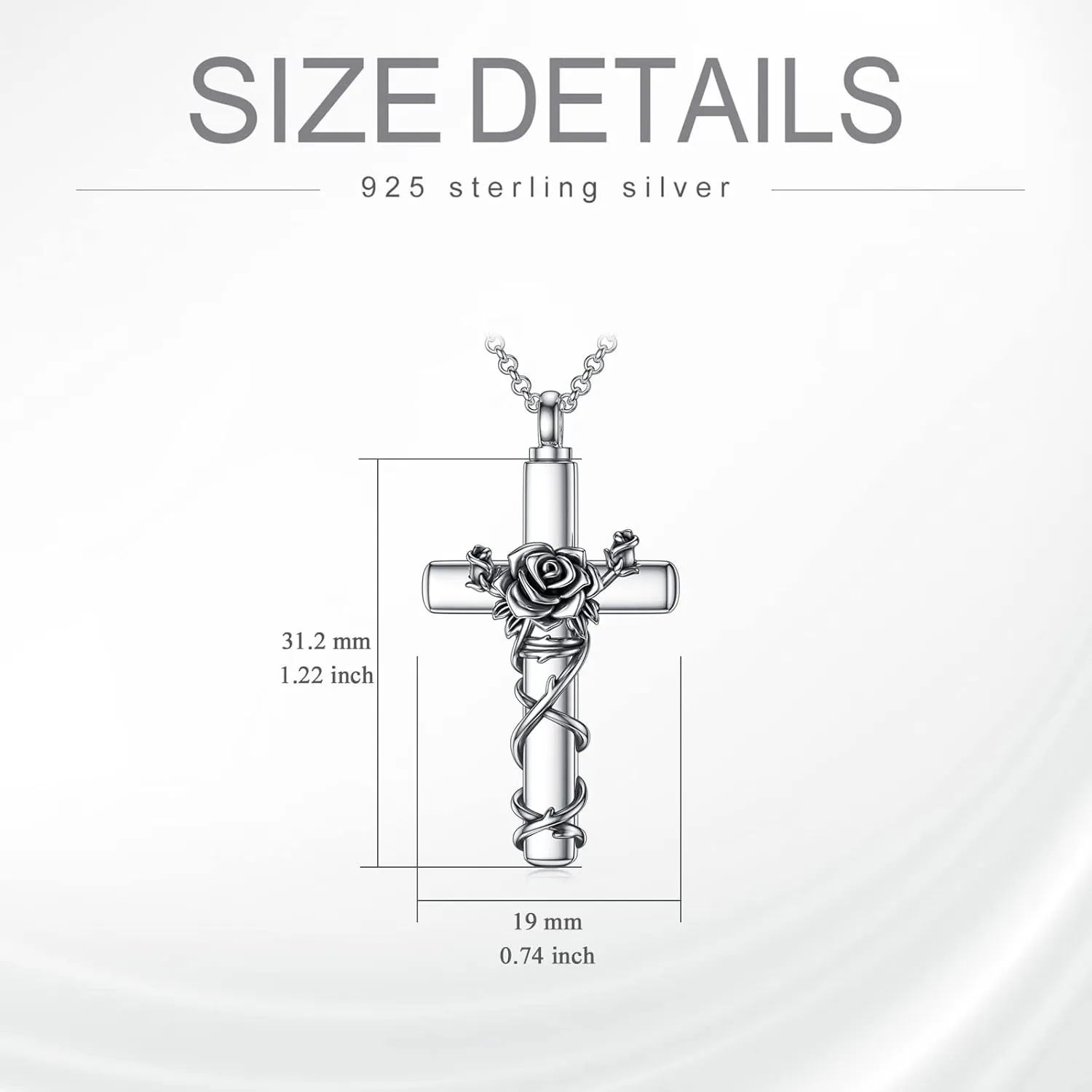 Cross Urn Necklace for Ashes 925 Sterling Silver Cross Birthstone/Birth Flower Cremation Necklaces Custom Personalized Name Memorial Keepsake Cross Jewelry Pendant for Women Men