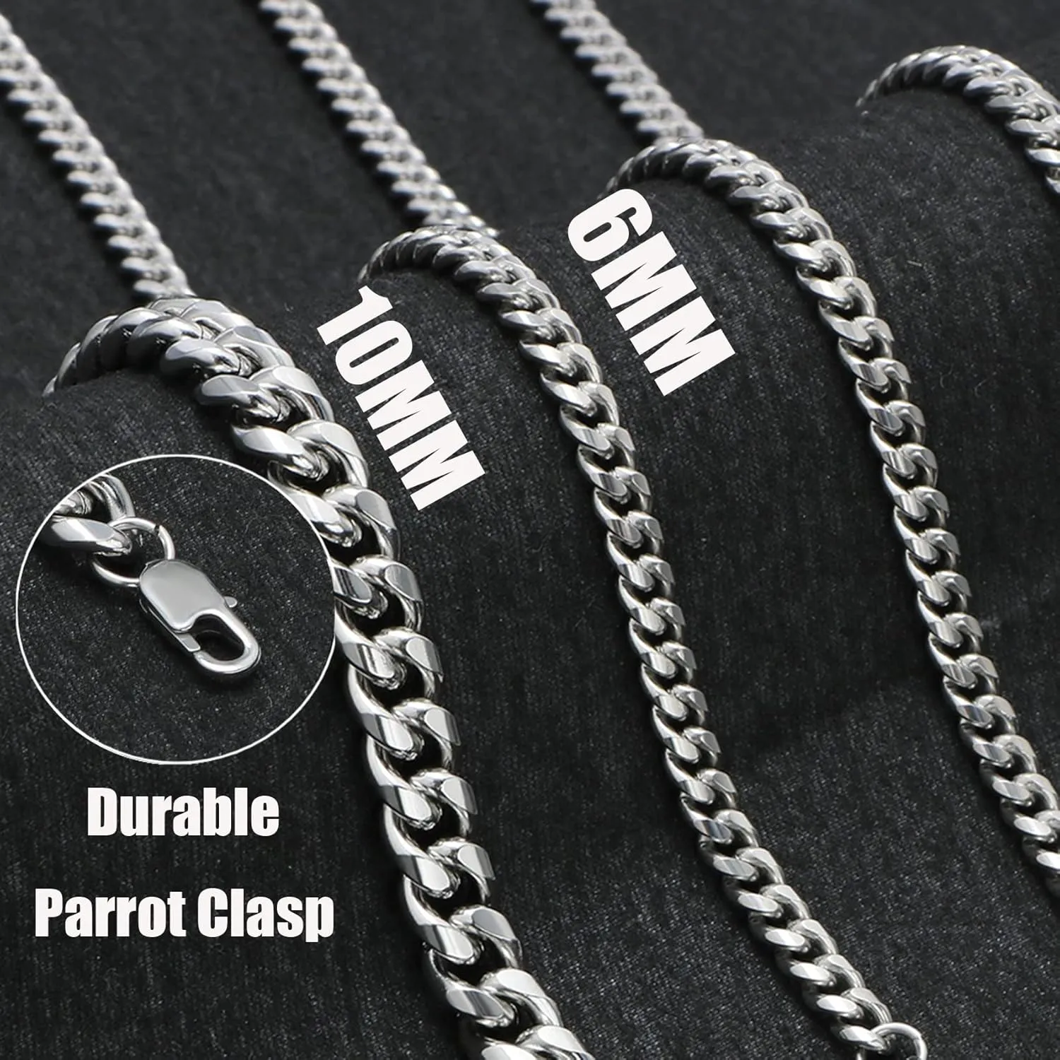    Cuban Link    Boys Stainless Steel Necklaces Valentine's Day Birthday Christmas GIfts for Boyfriend Son Husband Grandson Dad 6MM 10MM Width 18 22 26 Inches Chain Jewelry