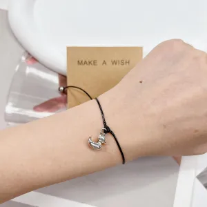Cute Duck Pendant Bracelet for Women Men Funny Animal Ducky Charm Handmade Bangle Wrist Adjustable Black Braided Rope Bracelets Birthday for BFF Friendship Best Friends Daughter Bestie With Card