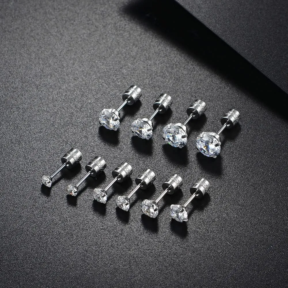 Dainty 8 Pairs Surgical Stainless Steel Earrings 14K Gold Plated Hoop Earrings CZ Stud Earrings for Women Men Lightweight Hypoallergenic Earrings Sets for Multiple Piercing,Suitable for Cartilage,Helix,Lobe,First Hole,Second Hole,Third Hole
