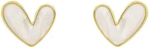 Dainty Black White Enamel Love Heart Small Stud Earrings for Women Trendy Hypoallergenic Gold Plated Studs Mini Tiny Hearts Cartilage Tragus Simple Earring Birthday Valentine's Day Jewelry Gifts for Her Daughter Wife