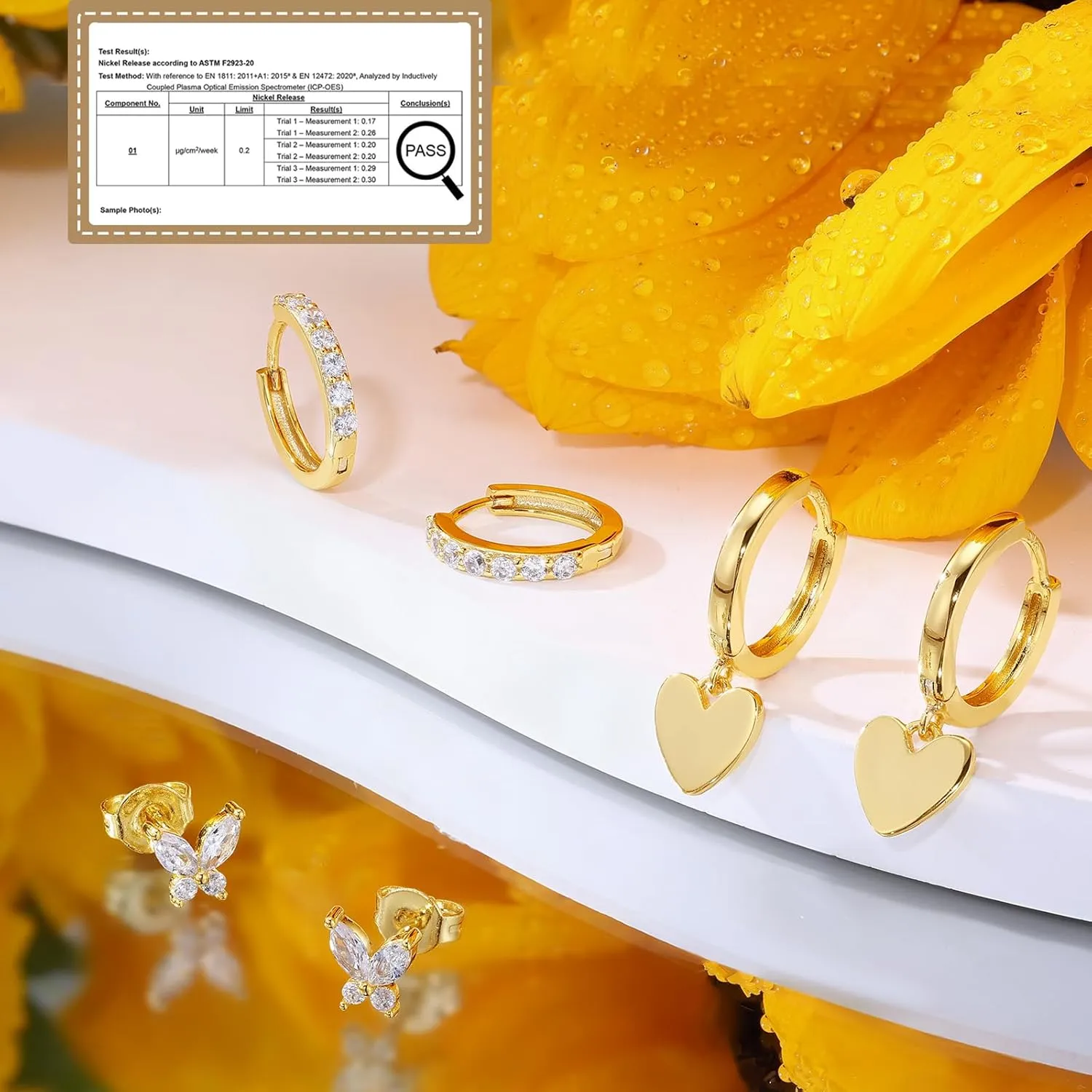 Dainty Pink Butterfly Earrings for Women, 14K Gold Plated Butterfly Hoop Earring Sets with S925 Sterling Silver Post, Pink Earring Stacks Jewelry