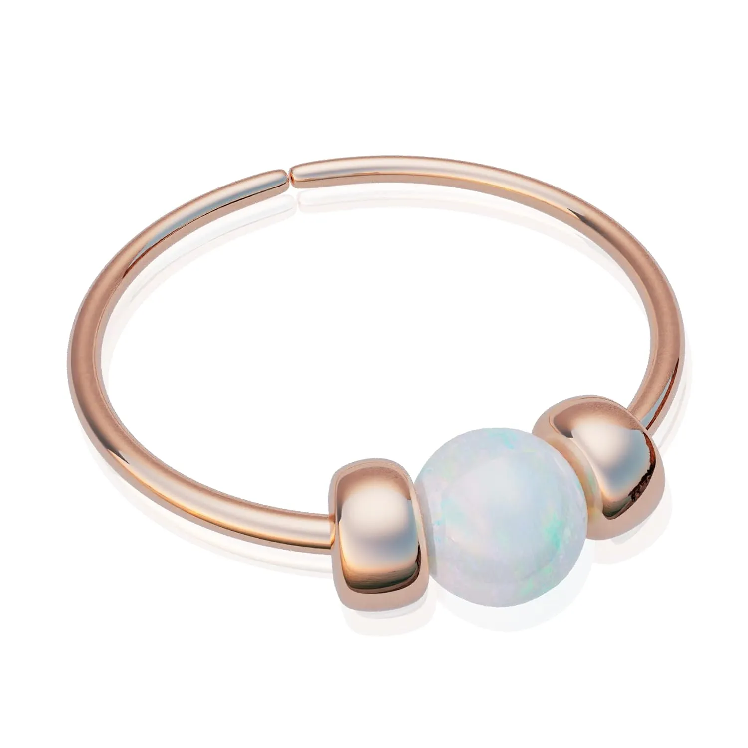 Dainty Rose Gold Nose Piercing - Handmade Thin 24 gauge 7mm Nose Hoop With a 2mm White Opal - 14k Rose Gold Comfortable Piercing Jewelry