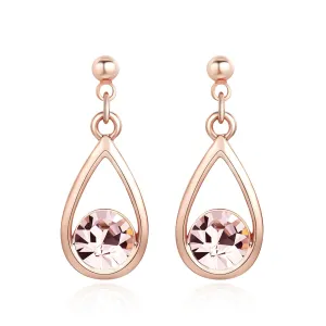 Dangle Earrings for Women Trendy, OUXi Rose Gold Rhinestone Vintage Stud Earrings for Girl Mom Gift, 18K Rose Gold Plated Dainty Earrings for Christmas Wedding Valentines Mother's Day
