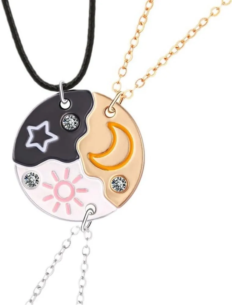 DATOA Best Friend Necklaces BFF Necklace for 3 Split Heart Engraved Weirdo 1/2/3 Necklace Friendship Valentines Day Gifts