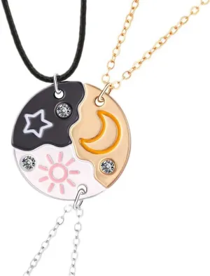DATOA Best Friend Necklaces BFF Necklace for 3 Split Heart Engraved Weirdo 1/2/3 Necklace Friendship Valentines Day Gifts