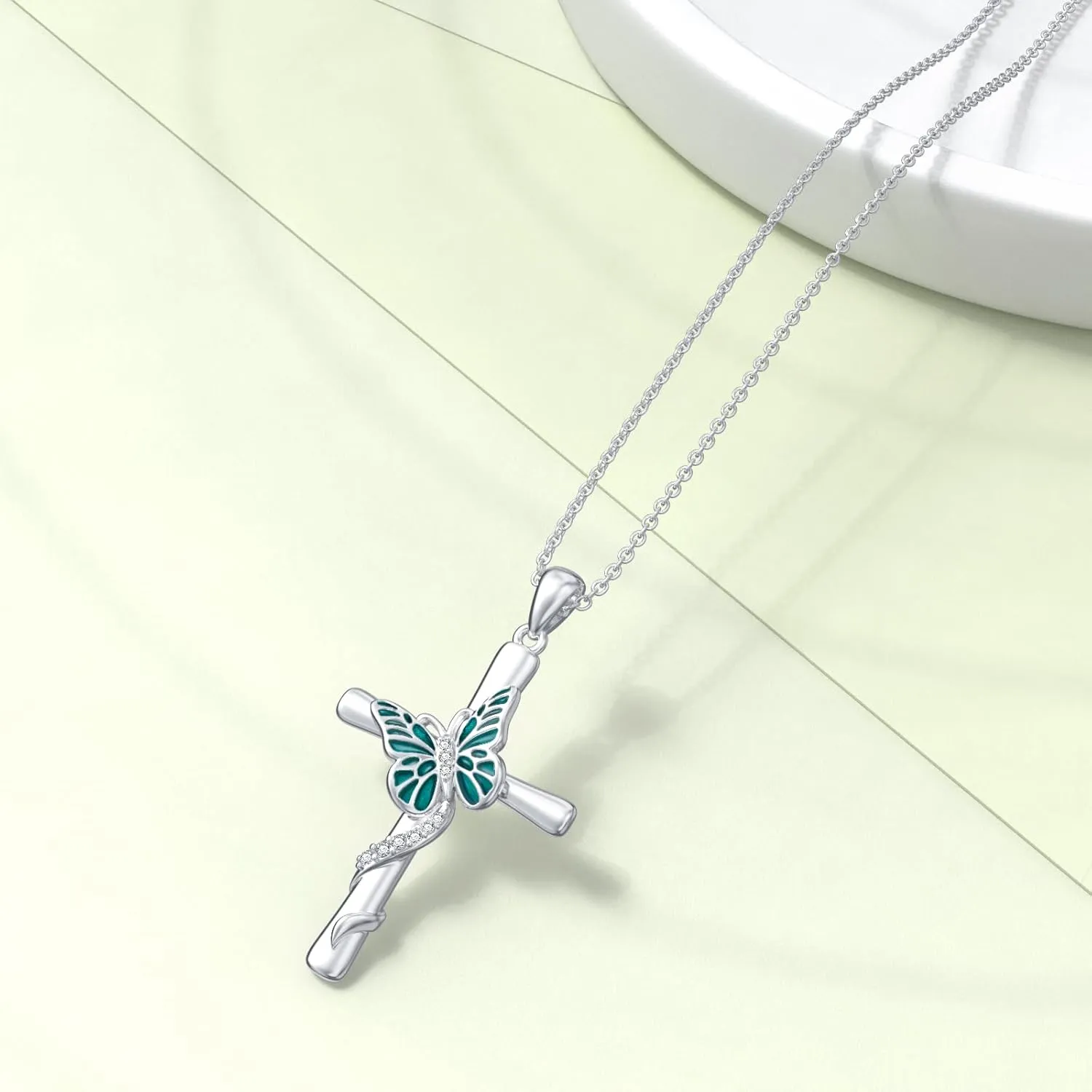 Diamond Cross Necklace for Women 925 Sterling Silver Infinity/Butterfly/Heart/Jerusalem Cross Graduation Friendship Necklace Talisman Diamond Jewelry Pendant for Women