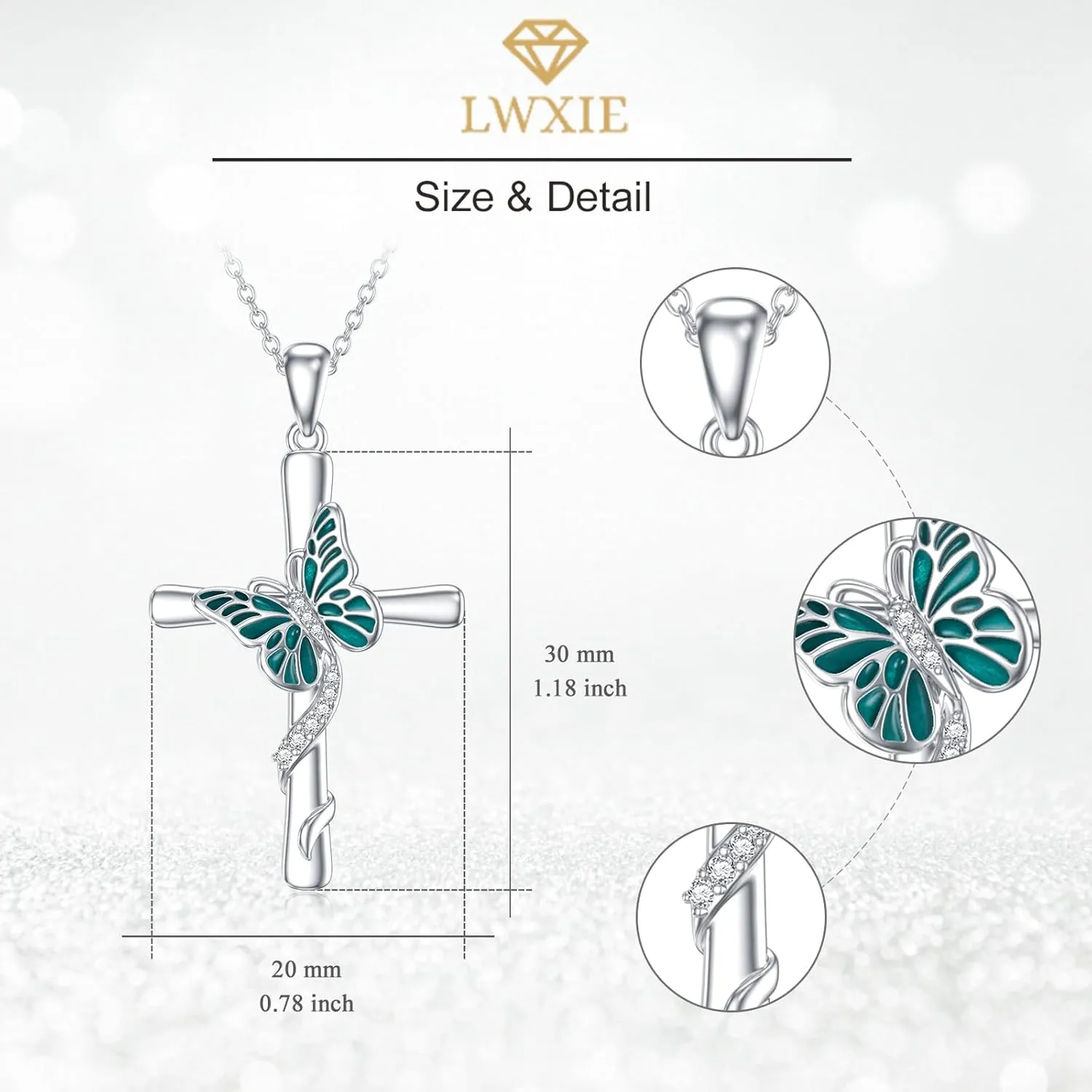 Diamond Cross Necklace for Women 925 Sterling Silver Infinity/Butterfly/Heart/Jerusalem Cross Graduation Friendship Necklace Talisman Diamond Jewelry Pendant for Women