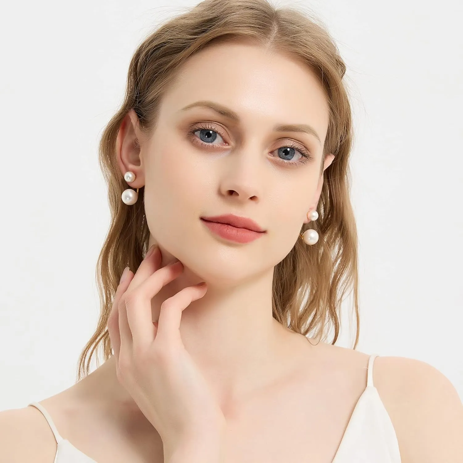 Double Ball Jacket Earrings for Women Girls Front Back 2 in 1 Stud Earrings Pearl Ball Earrings