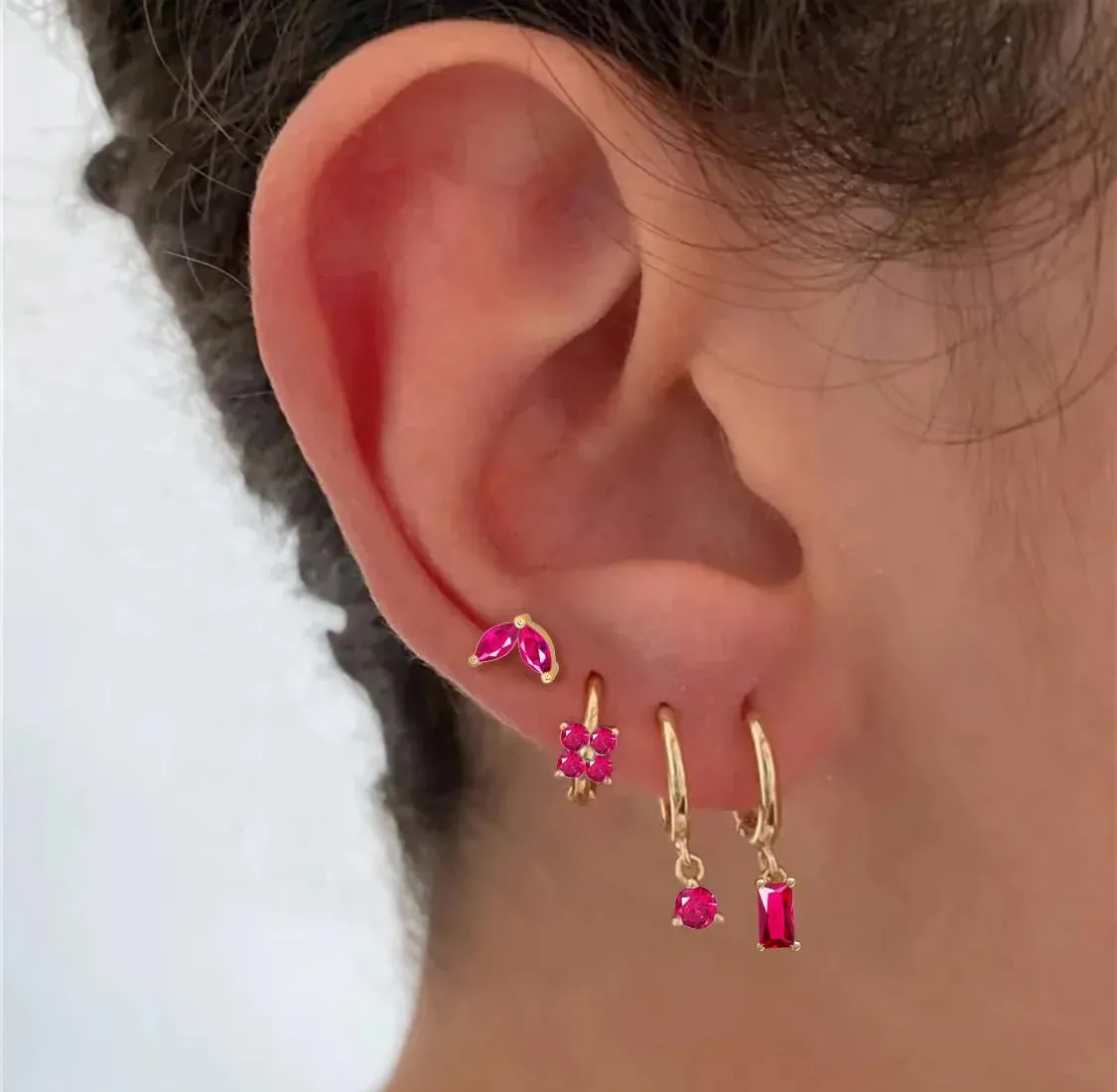 Earring Sets for Multiple Piercings  14K Gold Huggie Hoop & Stud Earrings Set  Hypoallergenic Cartilage Earrings for Women Lightweight Non Tarnish Earring Stack