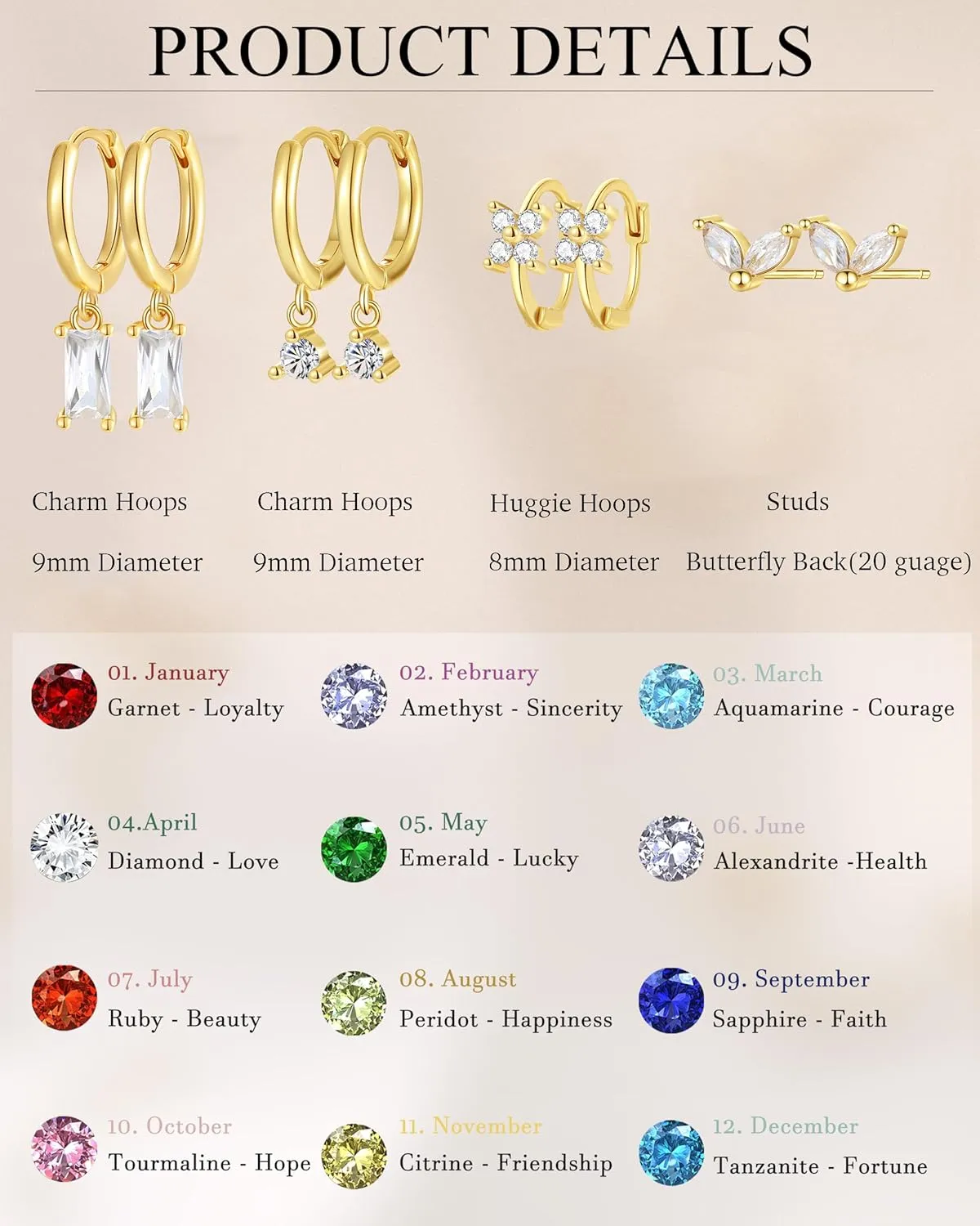 Earring Sets for Multiple Piercings  14K Gold Huggie Hoop & Stud Earrings Set  Hypoallergenic Cartilage Earrings for Women Lightweight Non Tarnish Earring Stack