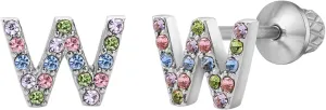 Earrings For Girls,18k Gold Plated Multicolored Alphabet Letter Initial Hypoallergenic Earrings, Stud Screw On Safety Backs, Stainless Steel Ultra Sensitive Ears Post For Kids, Little Girls, Teens