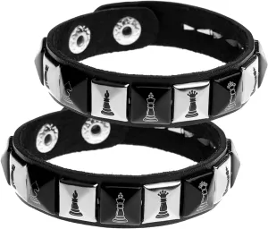 Eigso Leather Cuff Rivets Bracelets for Men Women Retro Vintage Punk 80s Bracelet Set for Man Woman