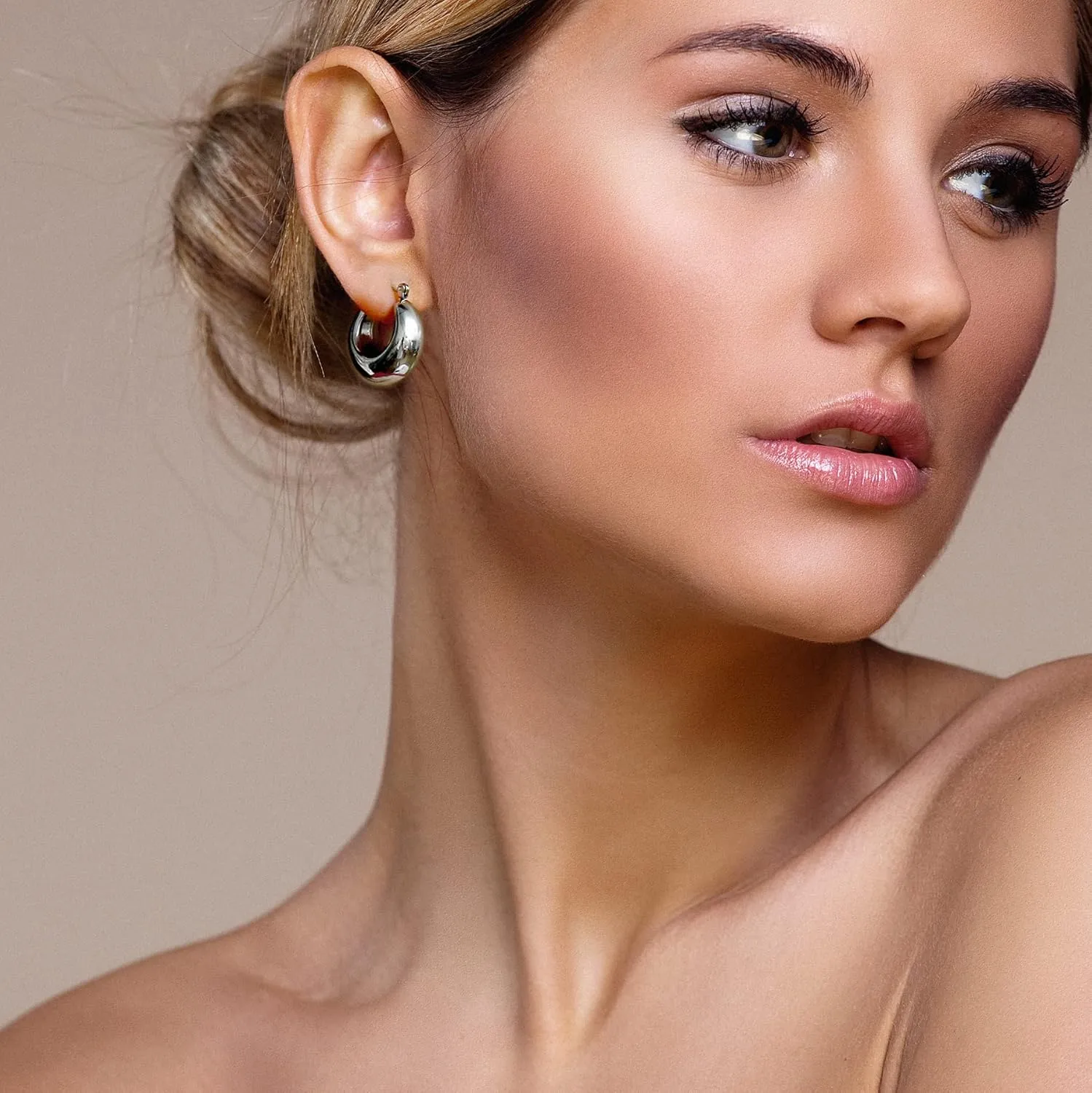 Elegance 11 designs Gold Hoop Chunky Thick Earrings Filled Plated For Women