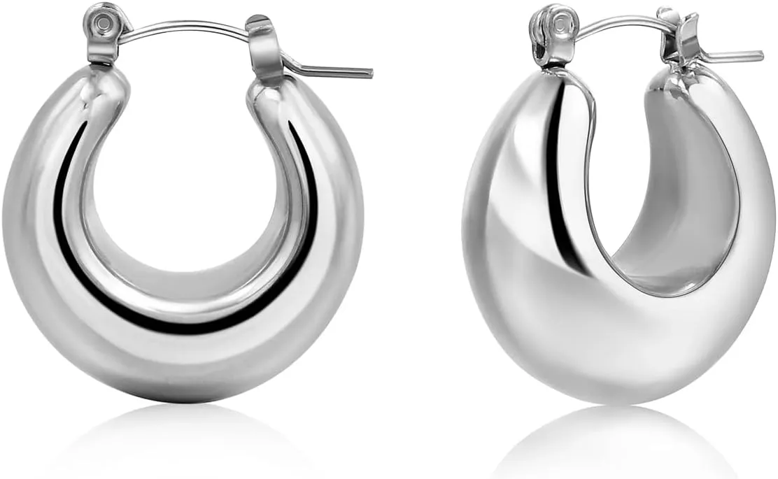 Elegance 11 designs Gold Hoop Chunky Thick Earrings Filled Plated For Women