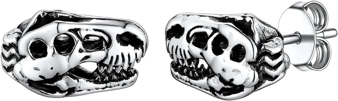 FaithHeart Viking Animals Huggie Hoop Earrings for Men, Gothic Dragon/Snake/Dinosaur/Wolf Earrings Stainless Steel Hypoallergenic Lightweight Stud Earrings Mens Punk Rock Jewelry Gift