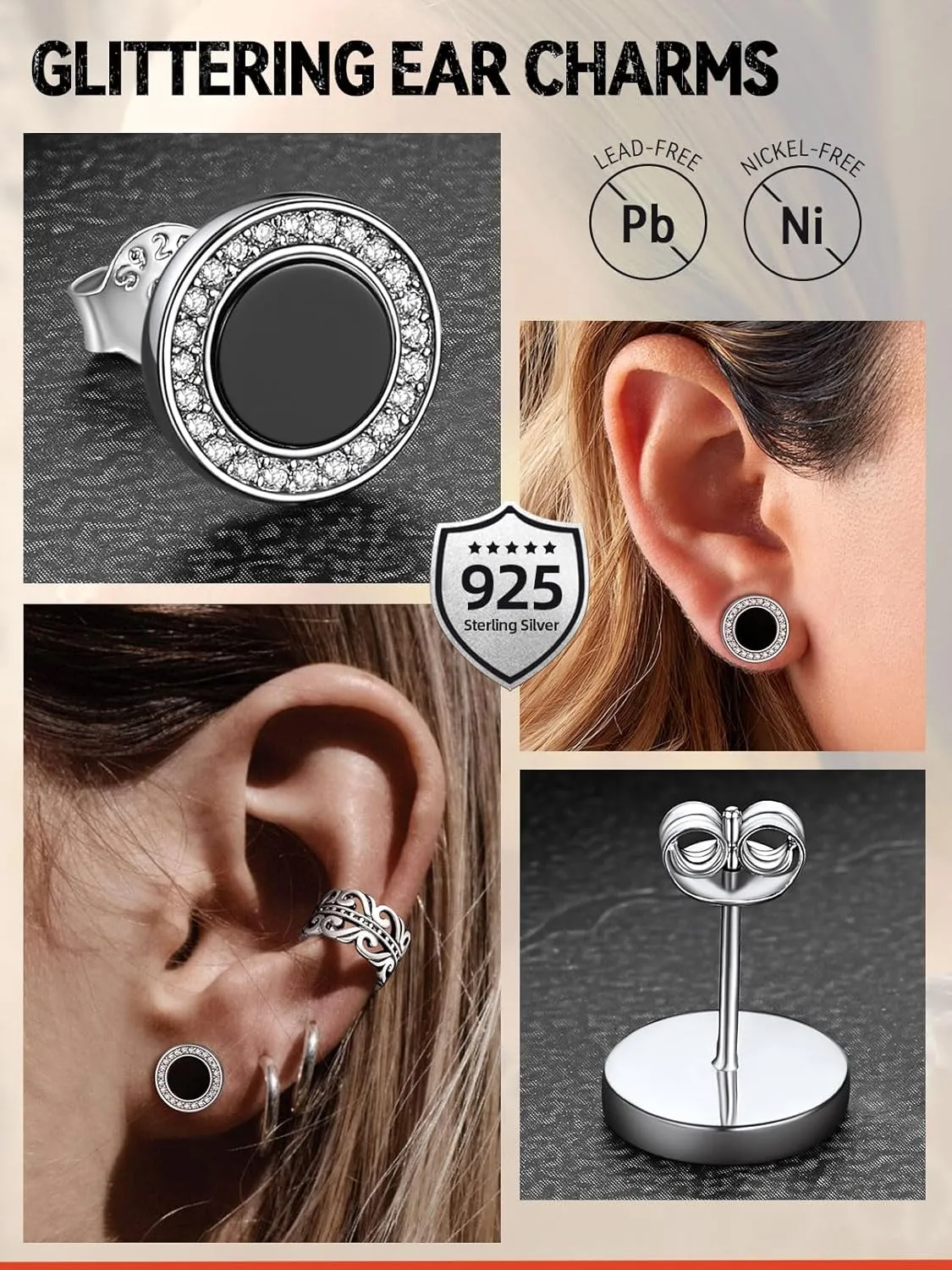 FaithHeart Viking Runes Stud Earrings for Men Silver/Black/Gold Stainless Steel Lightweight Earrings Retro Norse Mythology Jewelry with Gift Box