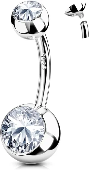 FIASASO Belly Button Ring Surgical Steel Titanium Sterling Silver 14K Gold Belly Button Rings Cubic Zirconia Internally Threaded Belly Rings 14G Belly Piercing Jewelry Hypoallergenic Navel Piercing Jewelry for Women