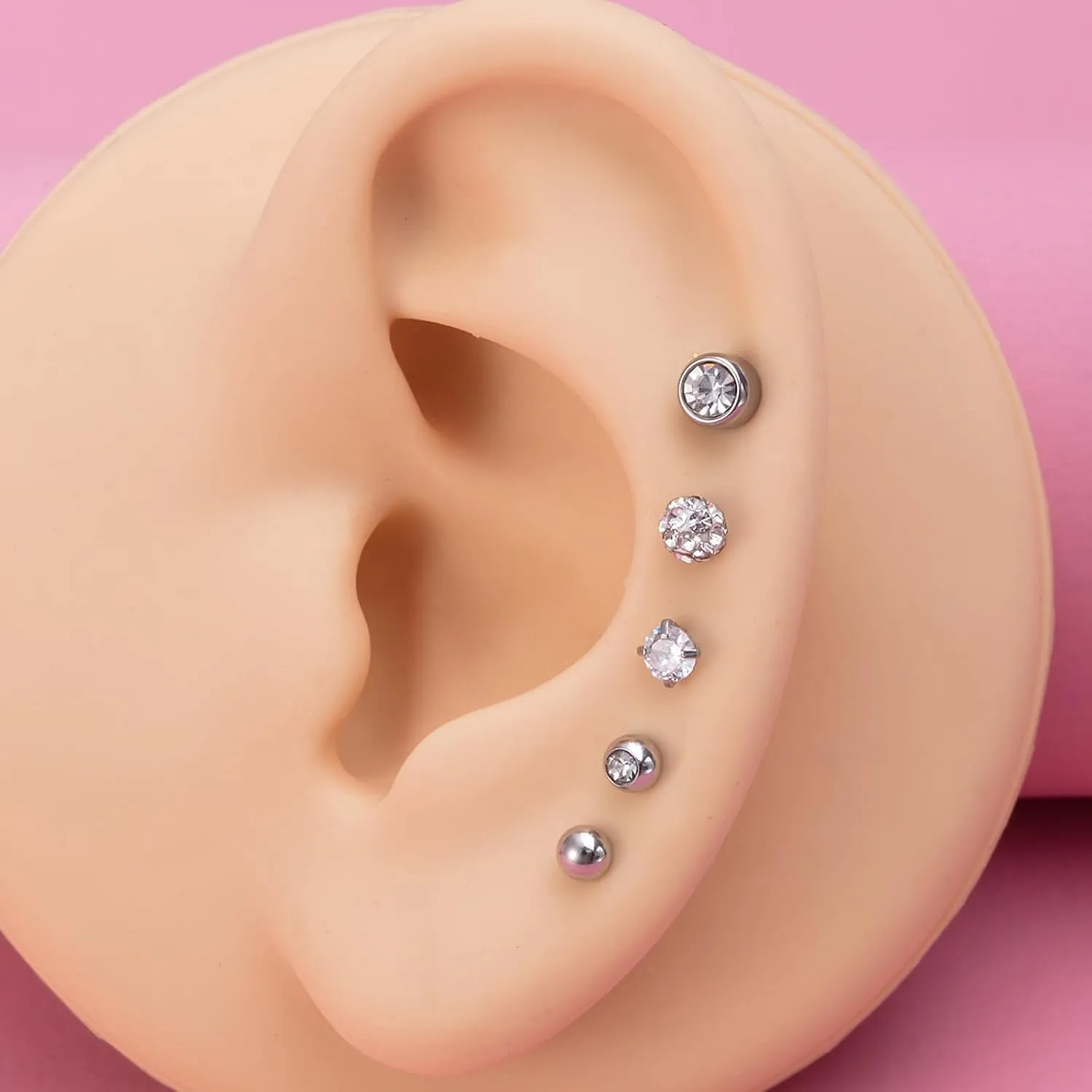 Flat Back Stud Earrings for Women Heart Titanium Earrings for Sensitive Ears Screw Back Stud Earrings Hypoallergenic 20G Flat Back Stud Earrings