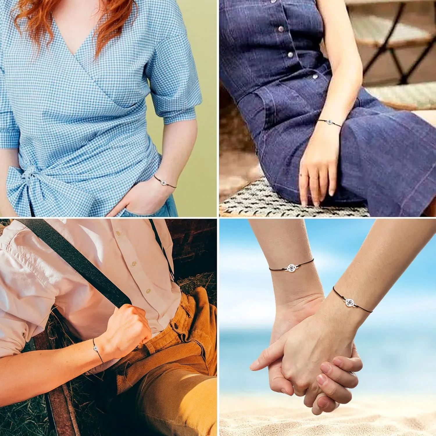 Friendship Couple Bracelet Graduation GIfts Bracelet Seniors College High School Graduate Birthday Christmas Gifts Relationship Bracelets (enjoy the journey-silver)