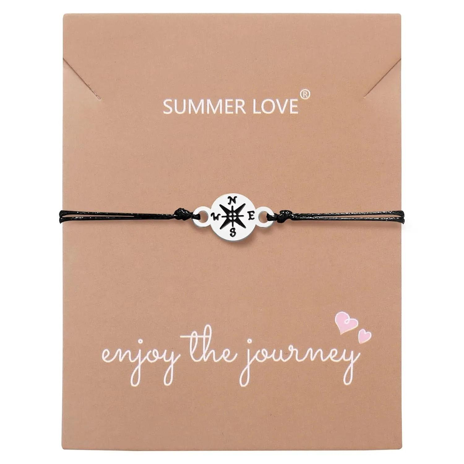 Friendship Couple Bracelet Graduation GIfts Bracelet Seniors College High School Graduate Birthday Christmas Gifts Relationship Bracelets (enjoy the journey-silver)