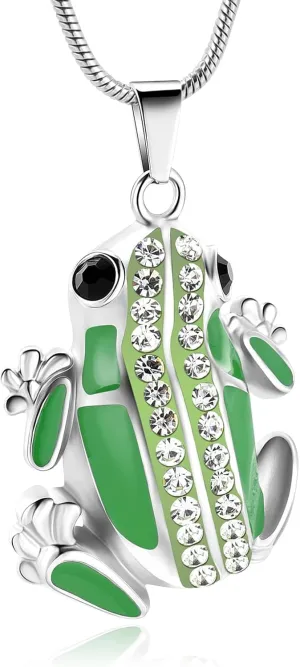 Frog Urn Necklace for Ashes Animals Cremation Jewelry Stainlee Steel Memorial Necklaces Keepsake Jewelry Ashe Holder Pendant for Human Ashes with Filling Kits