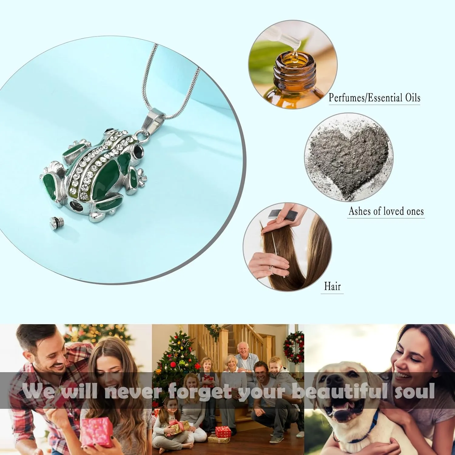 Frog Urn Necklace for Ashes Animals Cremation Jewelry Stainlee Steel Memorial Necklaces Keepsake Jewelry Ashe Holder Pendant for Human Ashes with Filling Kits