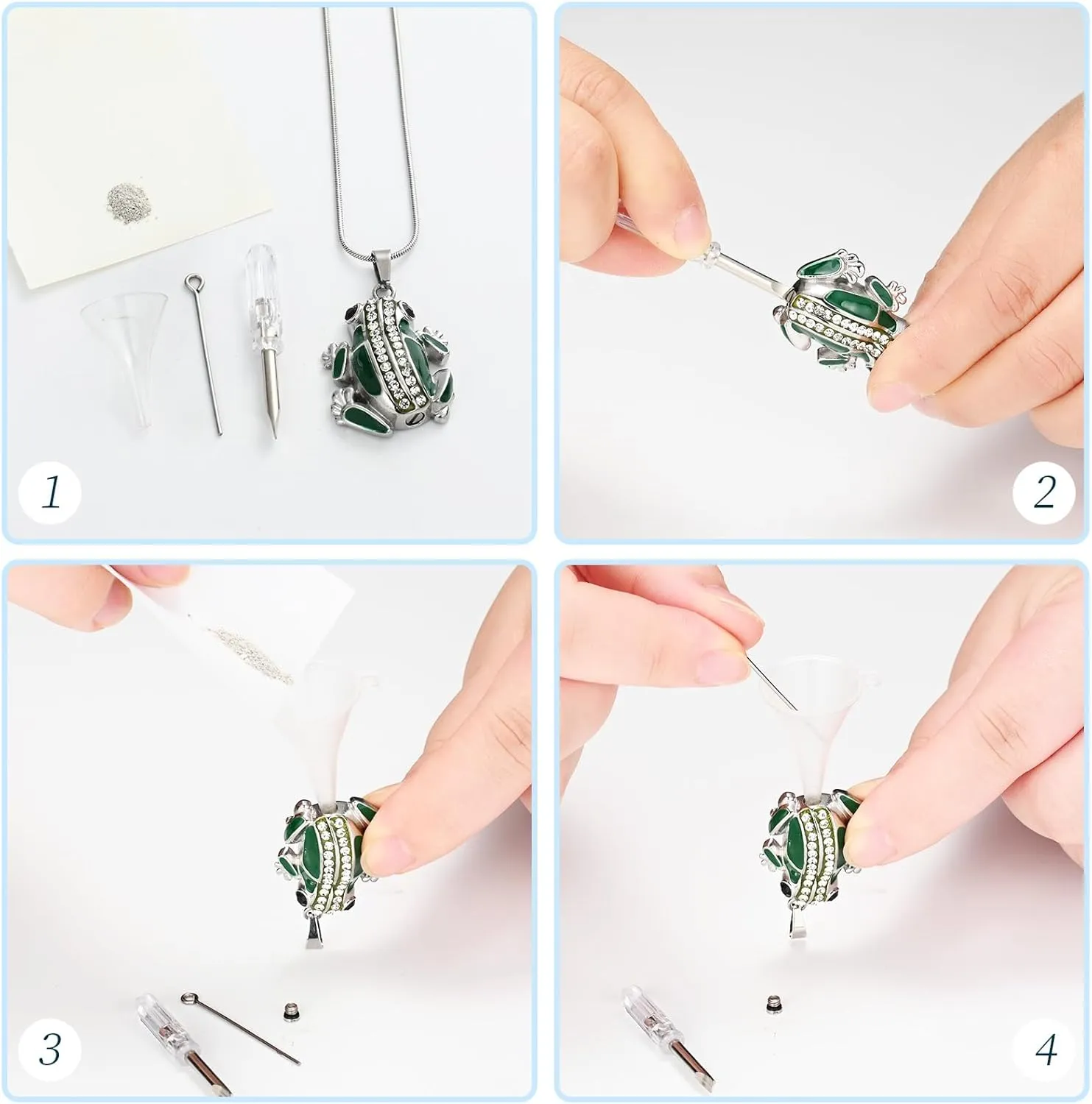 Frog Urn Necklace for Ashes Animals Cremation Jewelry Stainlee Steel Memorial Necklaces Keepsake Jewelry Ashe Holder Pendant for Human Ashes with Filling Kits