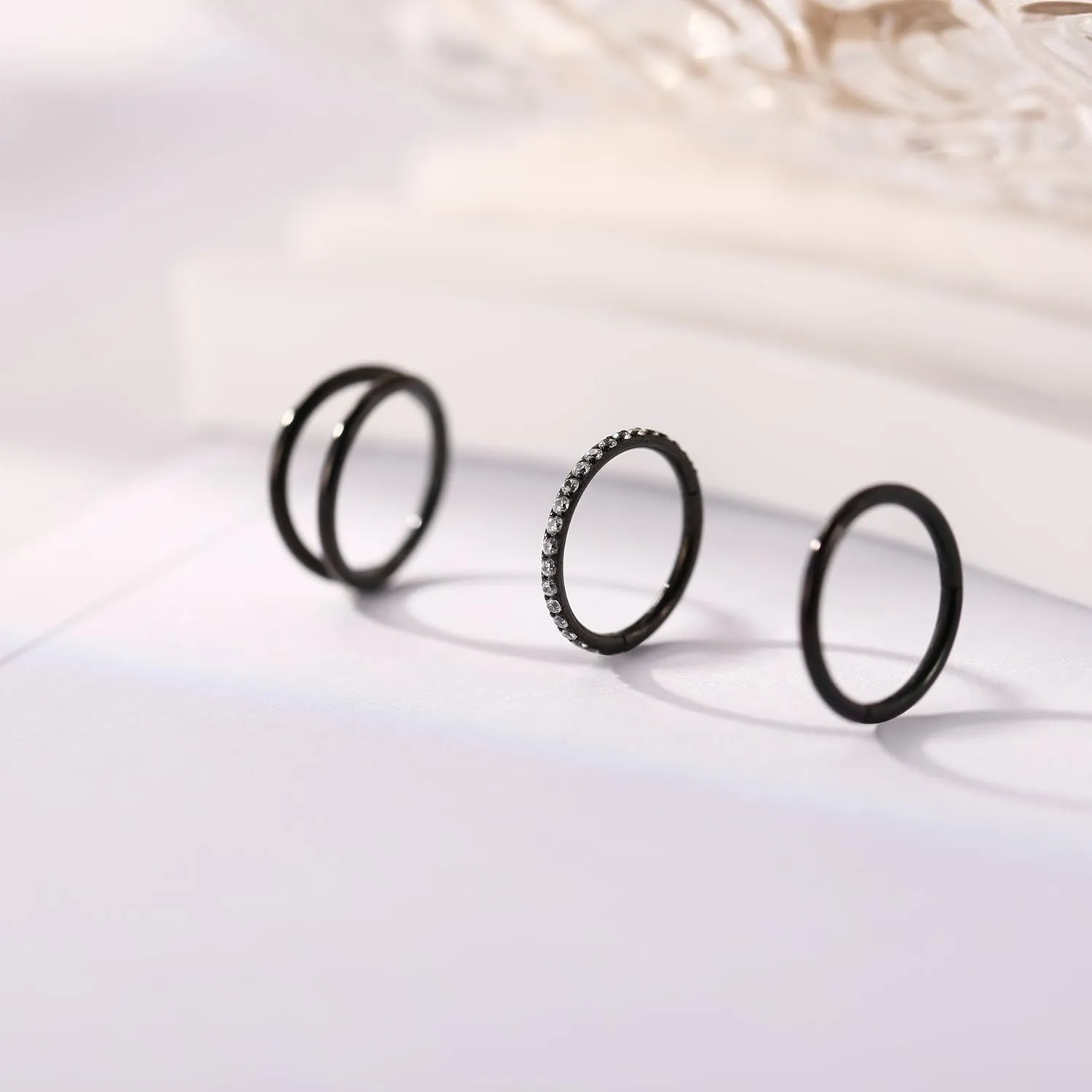 FUNLMO 3Pcs Nose Rings Double Hoop Nose Ring Conch Daith Tragus Helix Rook Piercing Jewelry Surgical Steel Cartilage Earring Conch Hoop Earring Septum Jewelry Lip Ring