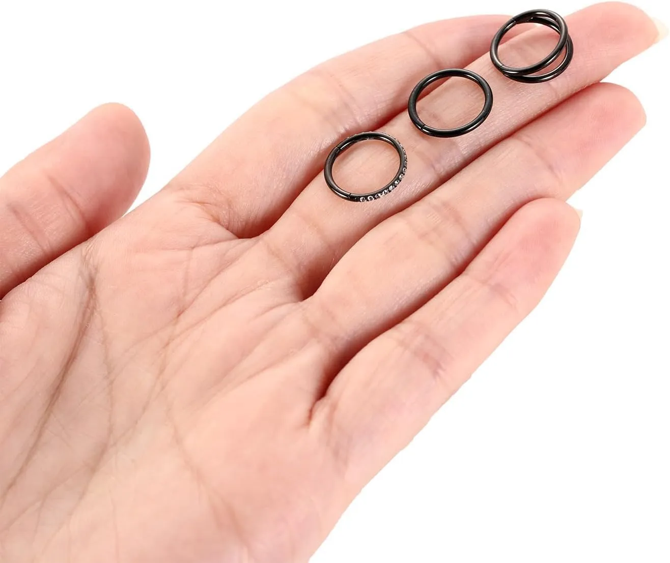 FUNLMO 3Pcs Nose Rings Double Hoop Nose Ring Conch Daith Tragus Helix Rook Piercing Jewelry Surgical Steel Cartilage Earring Conch Hoop Earring Septum Jewelry Lip Ring