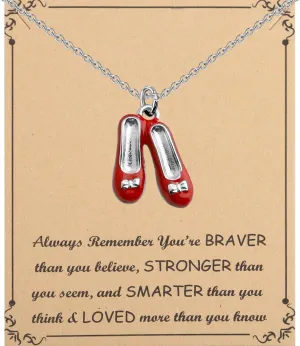 FUSTMW Sweet Home Necklace Movies Inspired Gifts Sweet Home Red Enamel Shoes Charm (necklace)
