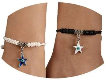 FUTIMELY Evil Eye Bracelets for Women Men Adjustable Handmade Braided Star Bracelet Best Friend BFF Friendship Bracelet Couple Bracelet